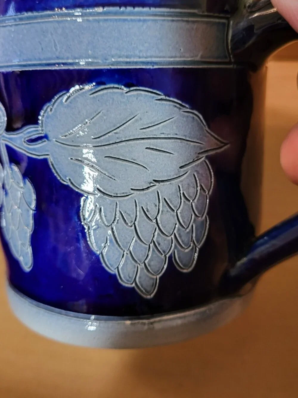 Vintage Betschdorf France Salt Glazed Pottery Beer Mug Stein Grape H Remmy